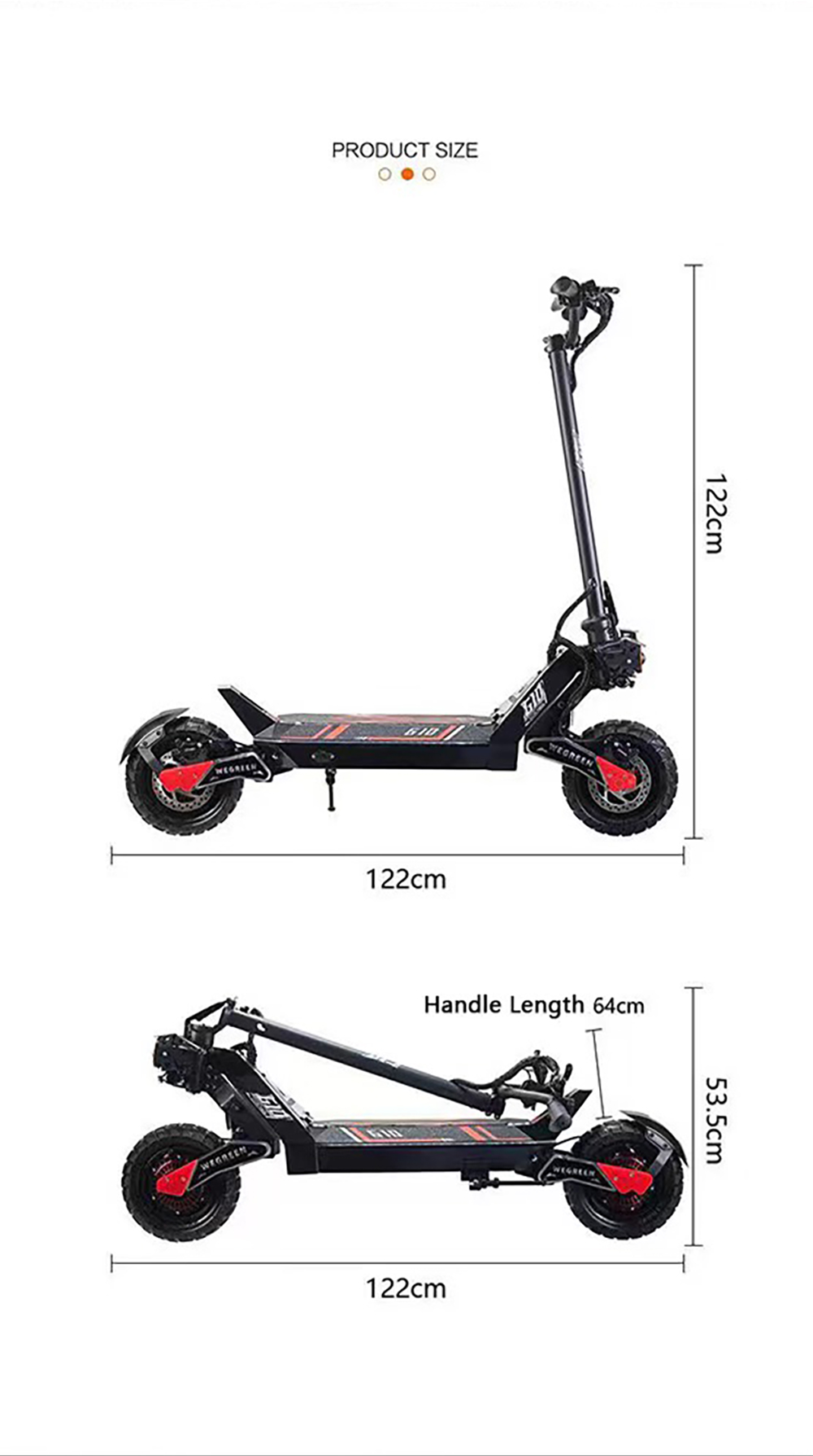 OBARTER G10 Electric Scooter, 2*1200W Dual Motor, 48V 20Ah batéria, 10-palcové terénne pneumatiky, max. rýchlosť 65 km/h, max. dojazd 65, hydraulické kotúčové brzdy, aktivácia NFC