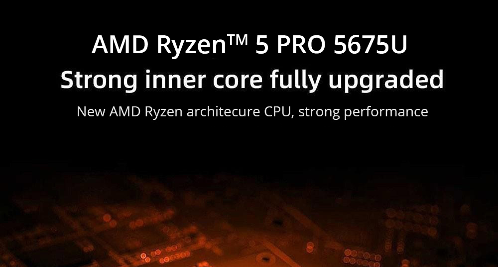 OUVIS AMR5 Mini PC, AMD Ryzen 7 5675U 6 jadier do 4,3 GHz, 16 GB RAM 512 GB SSD, HDMI+DP+Type-C 4K 60Hz Triple Display, 4 x USB 3.0 1000Mbps LAN WiFi 5 Bluetooth 5.0, tichý/vyvážený/výkonný režim- EU zástrčka