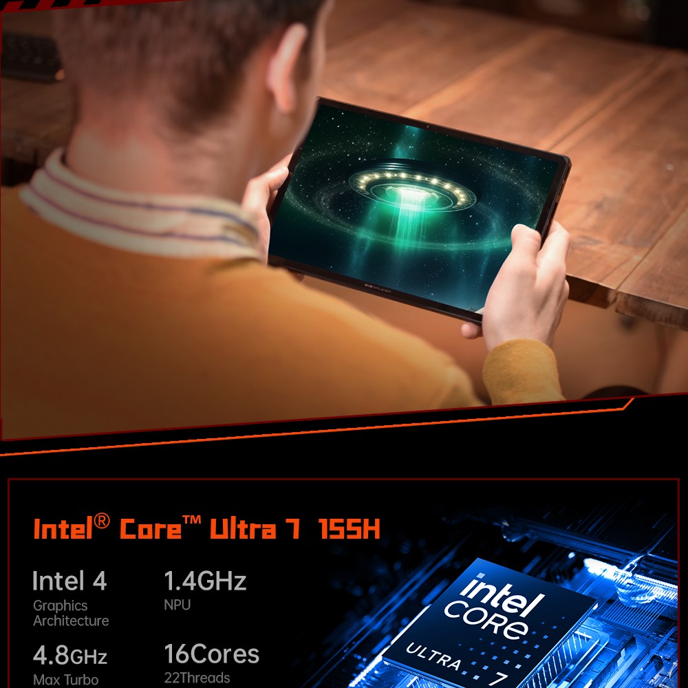 One Netbook OneXPlayer X1 Handheld Gaming PC, Intel Ultra 7-155H 16 Cores Max 4.8GHz, 10.95'' 2560*1600 120Hz Display, 64GB RAM 4TB SSD, 65.02Wh Battery 100W Charge, 2*USB-C 4.0 1*USB 3.2 1*TF Card Slot 1*OCulink 1*Audio Jack, Face/Fingerprint Unlock