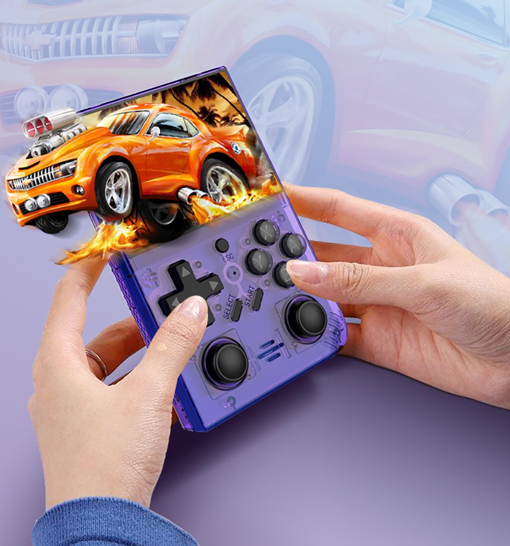 R35 Plus Handheld Game Console, 3.5 Inch 640*480 IPS Screen, Linux System, 128GB TF Card, 3000mAh Battery, 6 Hours of Playtime - Black