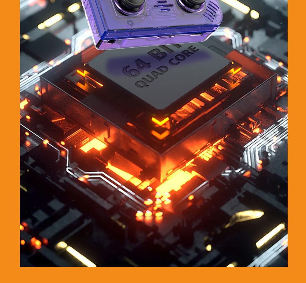 R35 Plus Handheld Game Console, 3.5 Inch 640*480 IPS Screen, Linux System, 64GB TF Card, 3000mAh Battery, 6 Hours of Playtime - Orange