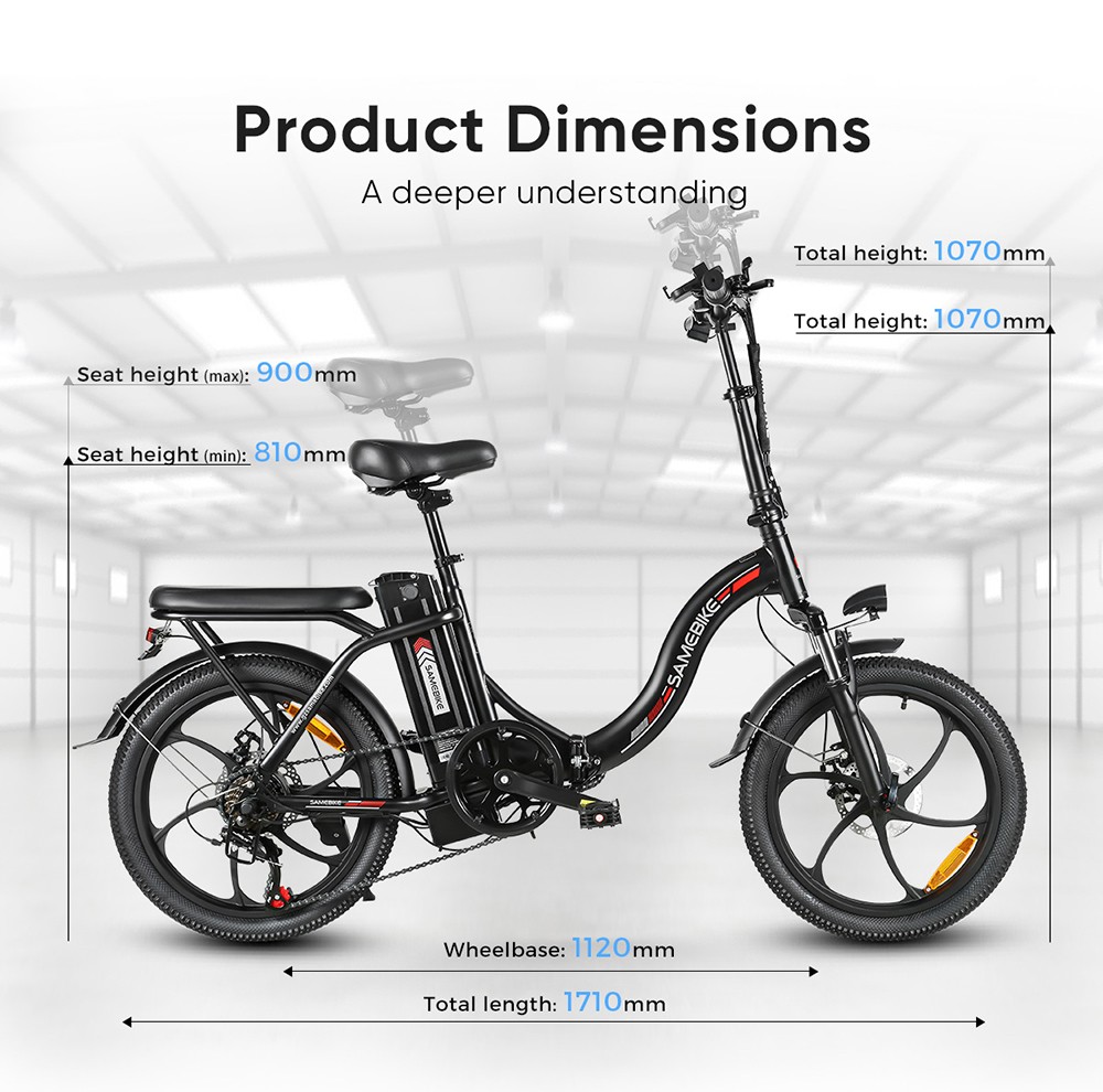 SAMEBIKE CY20 Electric Bike, 350W Motor, 36V 12Ah Battery, 20*2.35-inch Tire, 32km/h Max Speed., 40km Range, Dual Suspension, Mechanical Disc Brakes, LCD Display - Lake Blue