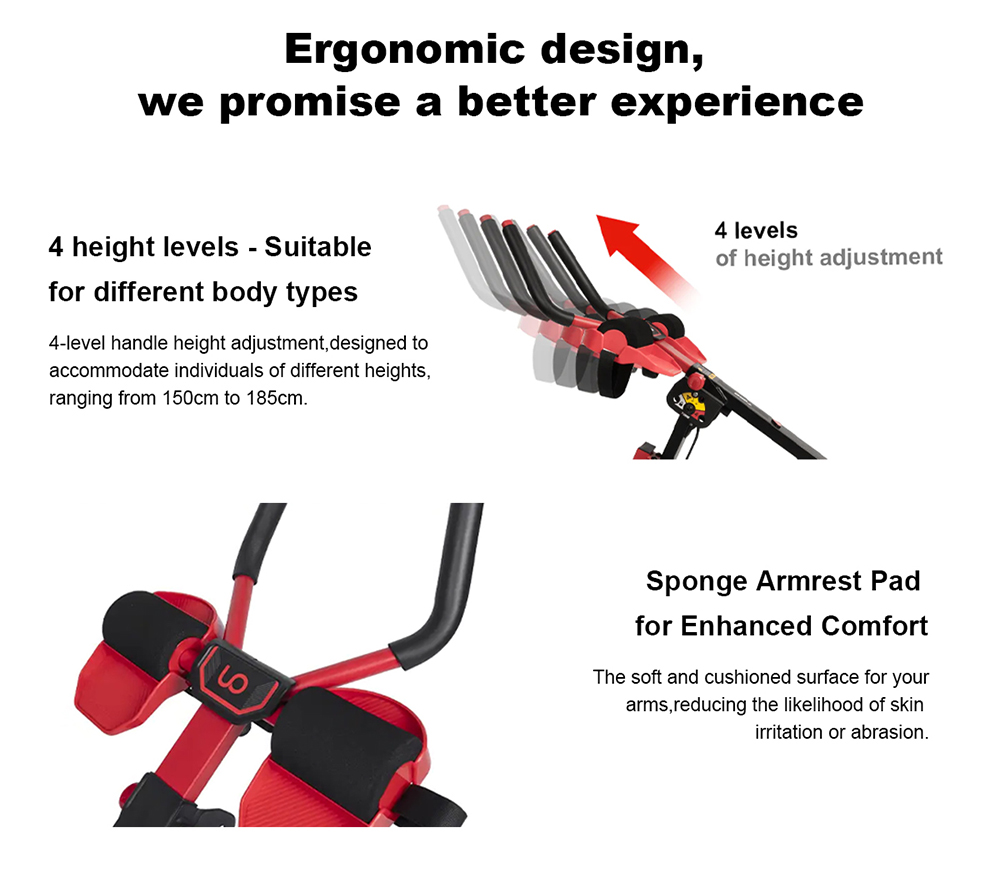 TOUSAINS 3-in-1 Foldable Rowing Machine with LCD Monitor for Full Body Workout, 265lbs Weight Capacity - Red