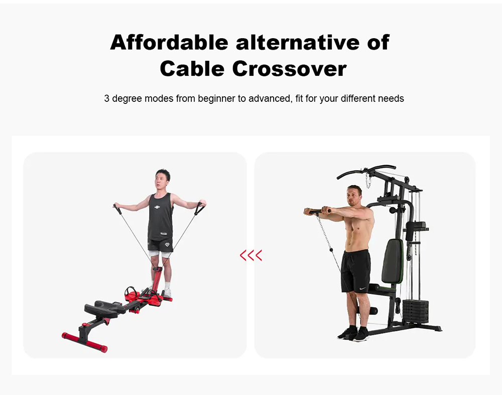 TOUSAINS 3-in-1 Foldable Rowing Machine with LCD Monitor for Full Body Workout, 265lbs Weight Capacity - Red