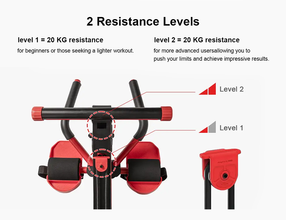 TOUSAINS 3-in-1 Foldable Rowing Machine with LCD Monitor for Full Body Workout, 265lbs Weight Capacity - Red