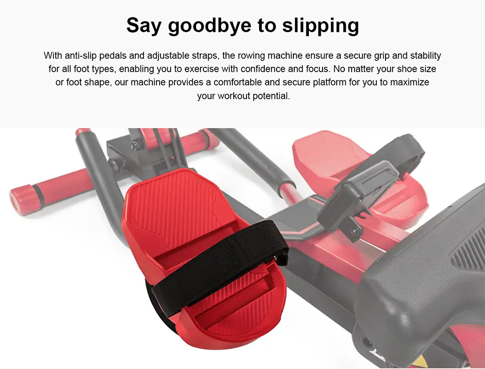 TOUSAINS 3-in-1 Foldable Rowing Machine with LCD Monitor for Full Body Workout, 265lbs Weight Capacity - Red