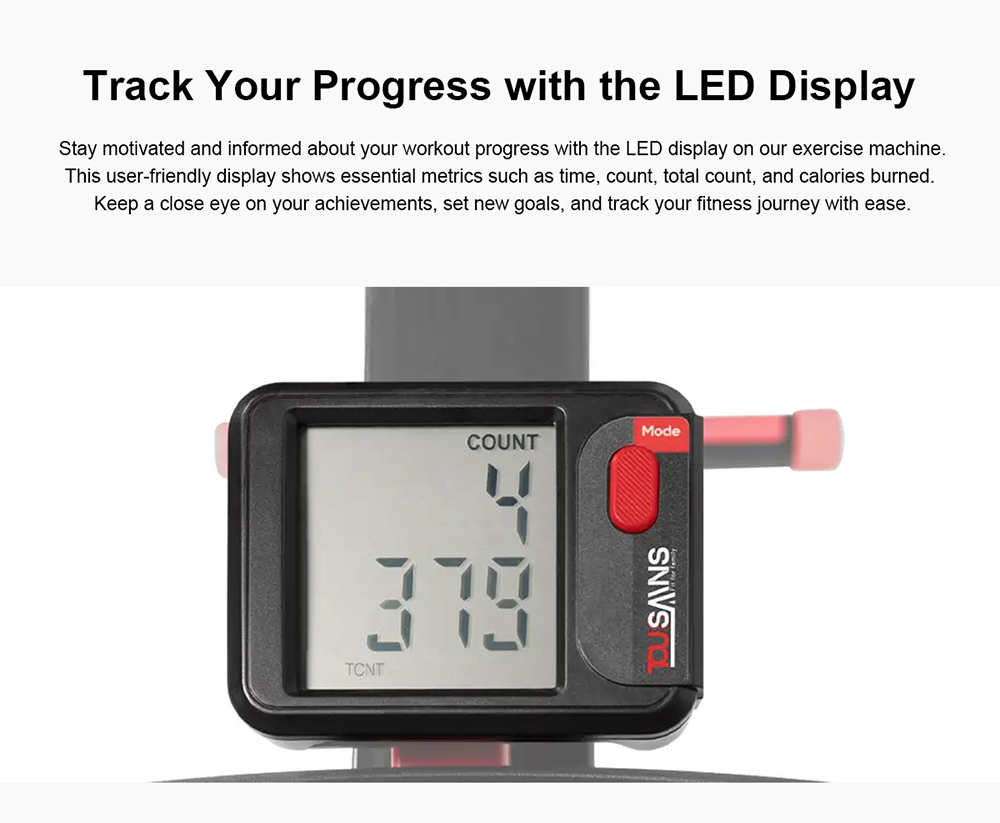 TOUSAINS 3-in-1 Foldable Rowing Machine with LCD Monitor for Full Body Workout, 265lbs Weight Capacity - Red