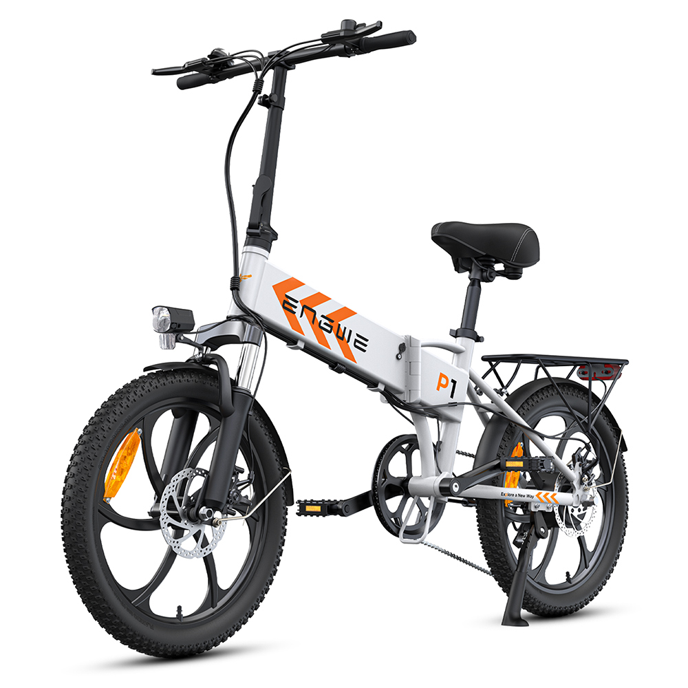 ENGWE P1 20*1.95 palcový skladací elektrický bicykel, 250W motor 36V 12.5Ah batéria Maximálna rýchlosť 25 km/h, dvojkotúčové brzdy Vodotesnosť IPX5 - biely