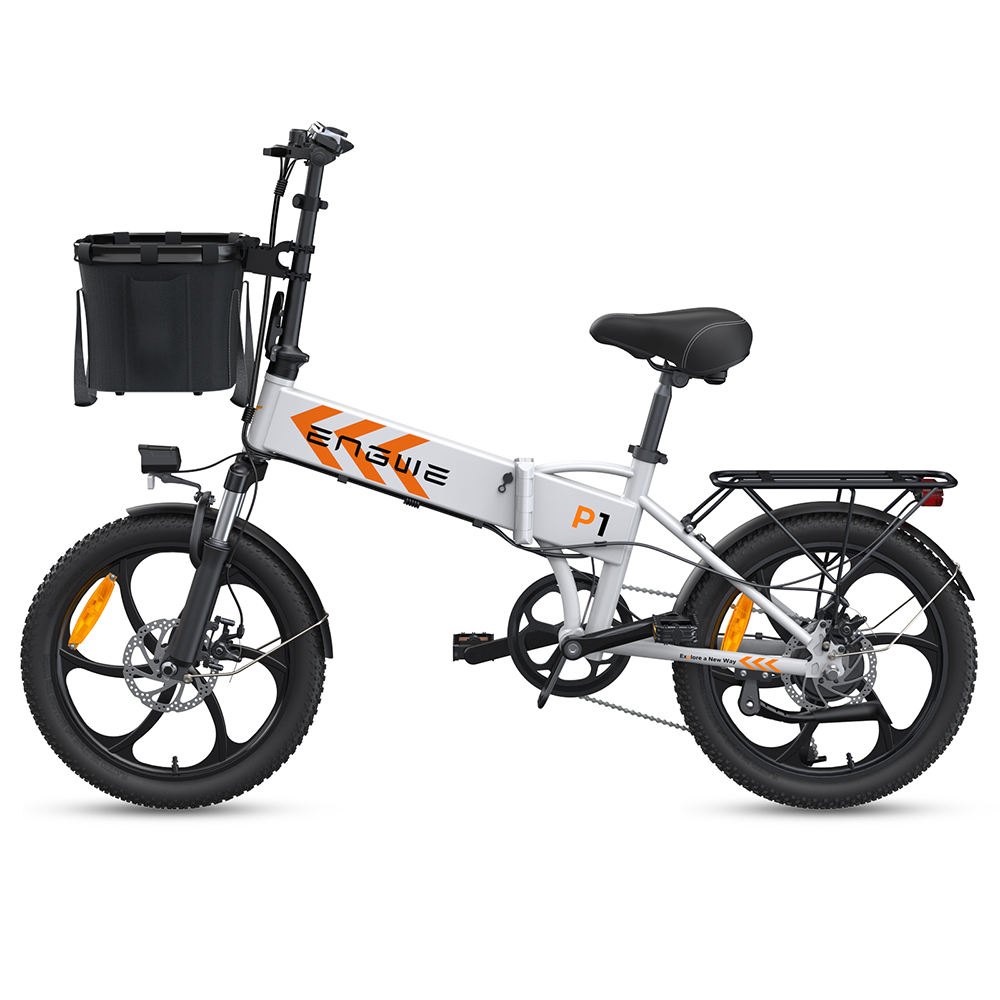 ENGWE P1 20*1,95 palcový skladací elektrobicykel, 250W motor 36V 12,5Ah batéria Max. rýchlosť 25km/h, dvojkotúčové brzdy Vodotesnosť IPX5 - biely