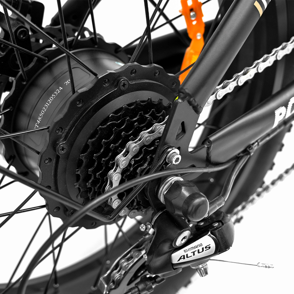 ONESPORT ONES3 20*4.0 inch Fat Tire Electric Bike 500W Motor 48V 17Ah Battery, Liquid LCD Display Shimano 7 Speed Max 50km range Disc Brakes - Black