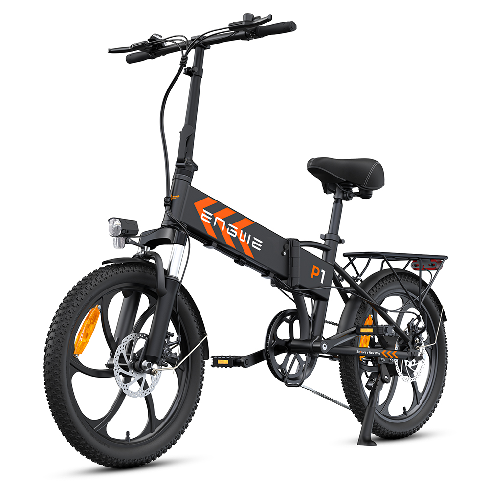 ENGWE P1 20*1,95 palcový skladací elektrický bicykel, 250W motor 36V 12.5Ah batéria Maximálna rýchlosť 25 km/h, dvojkotúčové brzdy Vodotesnosť IPX5 - čierny