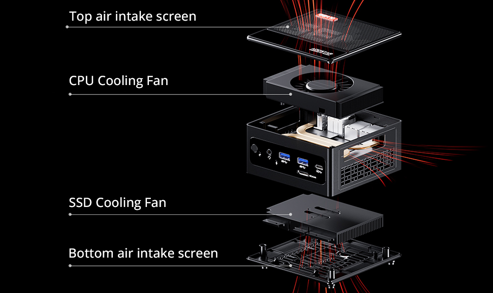 AOOSTAR GEM10 Mini PC, AMD Ryzen 7 6800H 8 Core Up to 4.7GHz, 32GB LPDDR5 RAM 512GB PCle 4.0 SSD, 2* HDMI 2.1 (4K) + USB 4 (8K) Triple Screen Display, Adjustable BIOS, WiFi 6 Bluetooth 5.2, Dual 2.5G LAN Ports, 2*USB3.2  2*USB2.0 1*Oculink