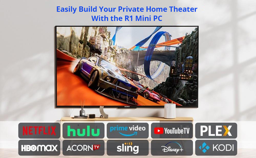 Routeur NAS Mini PC R1, processeur Intel N100 4 cœurs 3,4 GHz, 16 Go de RAM DDR4 512 Go SSD, HDMI + DP + Type-C Triple écran 4K, WiFi 6 Bluetooth 5.2, deux ports LAN 2,5 Gbit/s, 2 * USB3.0 2 * USB2.0 1 * prise audio 3,5 mm 1 * emplacement pour carte TF, refroidissement à double ventilateur - Prise UE