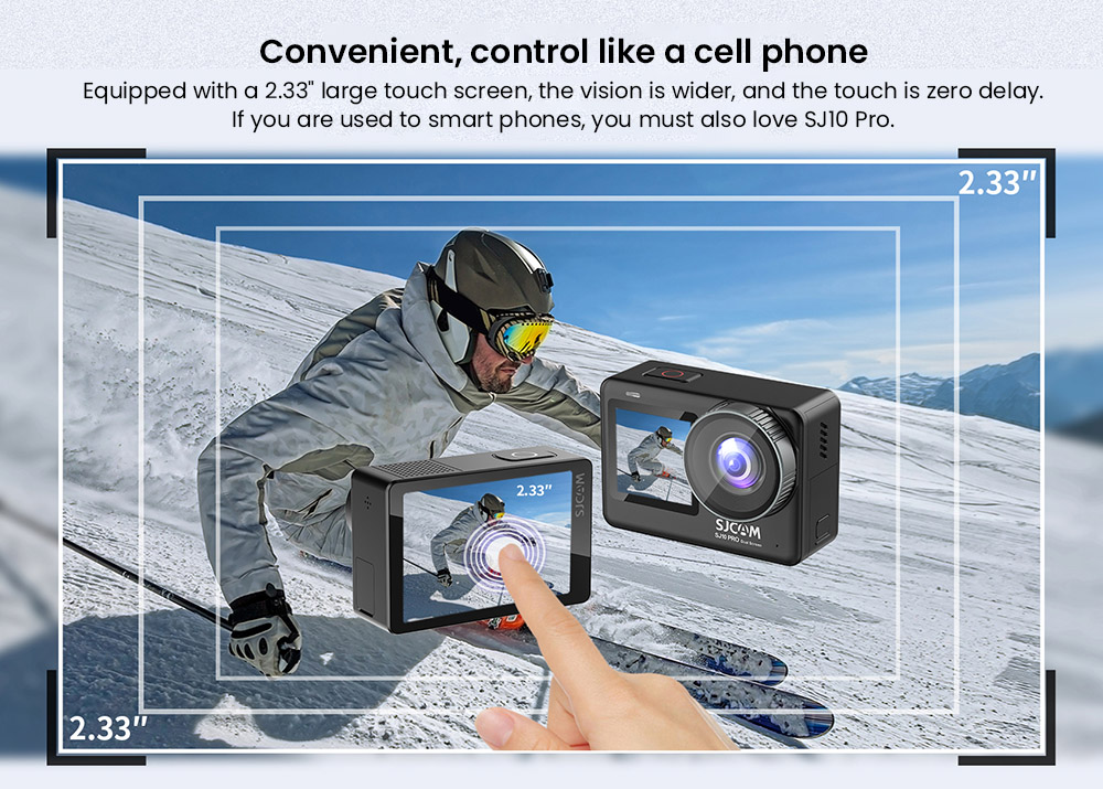 SJCAM SJ10 Pro Sports & Action Camera, 2.33''+1.3'' Dual Screen 4K/60FPS, Waterproof up to 5m, 6-AXIS GYRO Stabilization