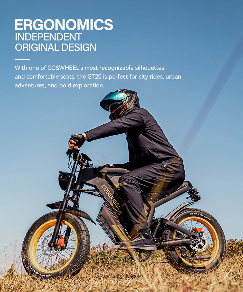 COSWHEEL GT20 Elektrisches Gel&auml;ndefahrrad, 20 x 4,0 Zoll Reifen, 750 W Motor, 45 km/h H&ouml;chstgeschwindigkeit, 25 Ah Akku f&uuml;r 140-160 km Reichweite