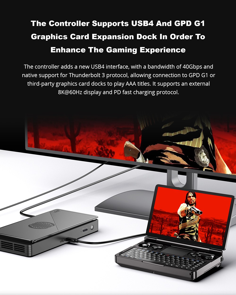 (2024 Version) GPD WIN Mini 7-inch Handheld Game Console, AMD Ryzen 7 8840U, 120Hz, Support VRR, 32GB RAM 1TB SSD, Support USB4 & Graphics Card Expansion Dock, Full-Featured Type-C 65W Charging, 1*MicroSD Card Reader, 1*USB3.2 Type-C 1*USB3.2 Type-A