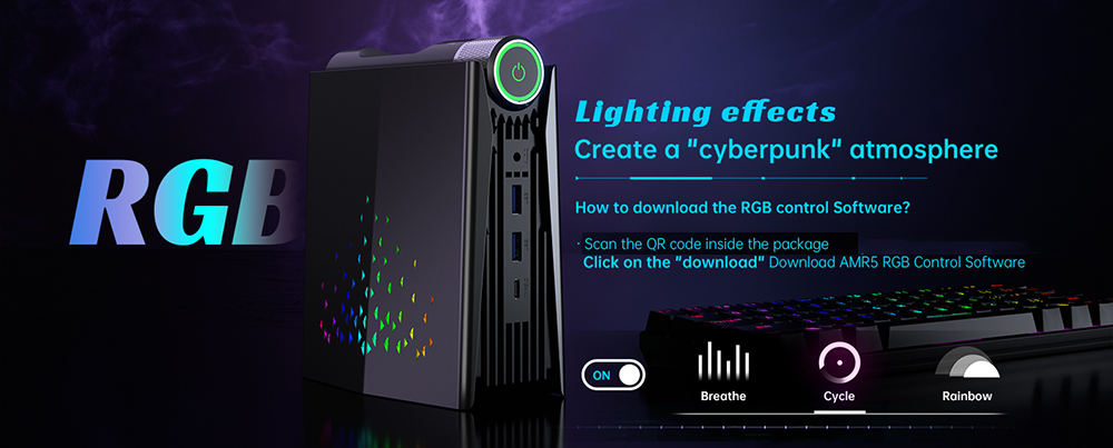 OUVIS AMR5 Mini-PC, AMD Ryzen 7 5800U 8 Kerne bis zu 4,4 GHz, 16 GB RAM 512 GB SSD, HDMI+DP+Type-C Dreifach-Display, WiFi 5 Bluetooth 5.0, 4*USB 3.0, 1*LAN, 1*Audio, Silent/Balance/Performance-Modi – EU-Stecker