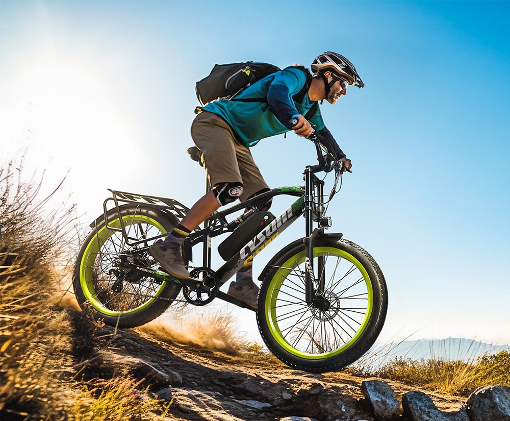 CYSUM CM520 Electric Mountain Bike 29*2.1 Inch Chaoyan Tire 500W Brushless Motor 35-40Km/h Max Speed 48V 14Ah LG Removable Battery Shimano 7 Speed 50-70KM Range Dual Disc Brakes - Green