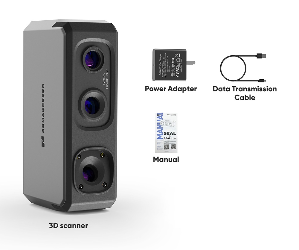 3D skener 3DMakerpro Seal, presnosť 0,01 mm, rozlíšenie 0,05 mm, 24-bitové snímanie farieb