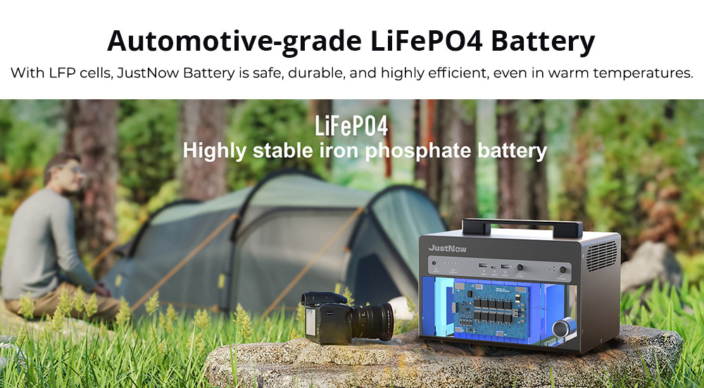 JustNow JNB600 Portable Power Station, 460Wh LiFePO4 Battery, AC 630W Peak 900W, 3500+ Cycles, 50-55dB, 3 Ways Charging