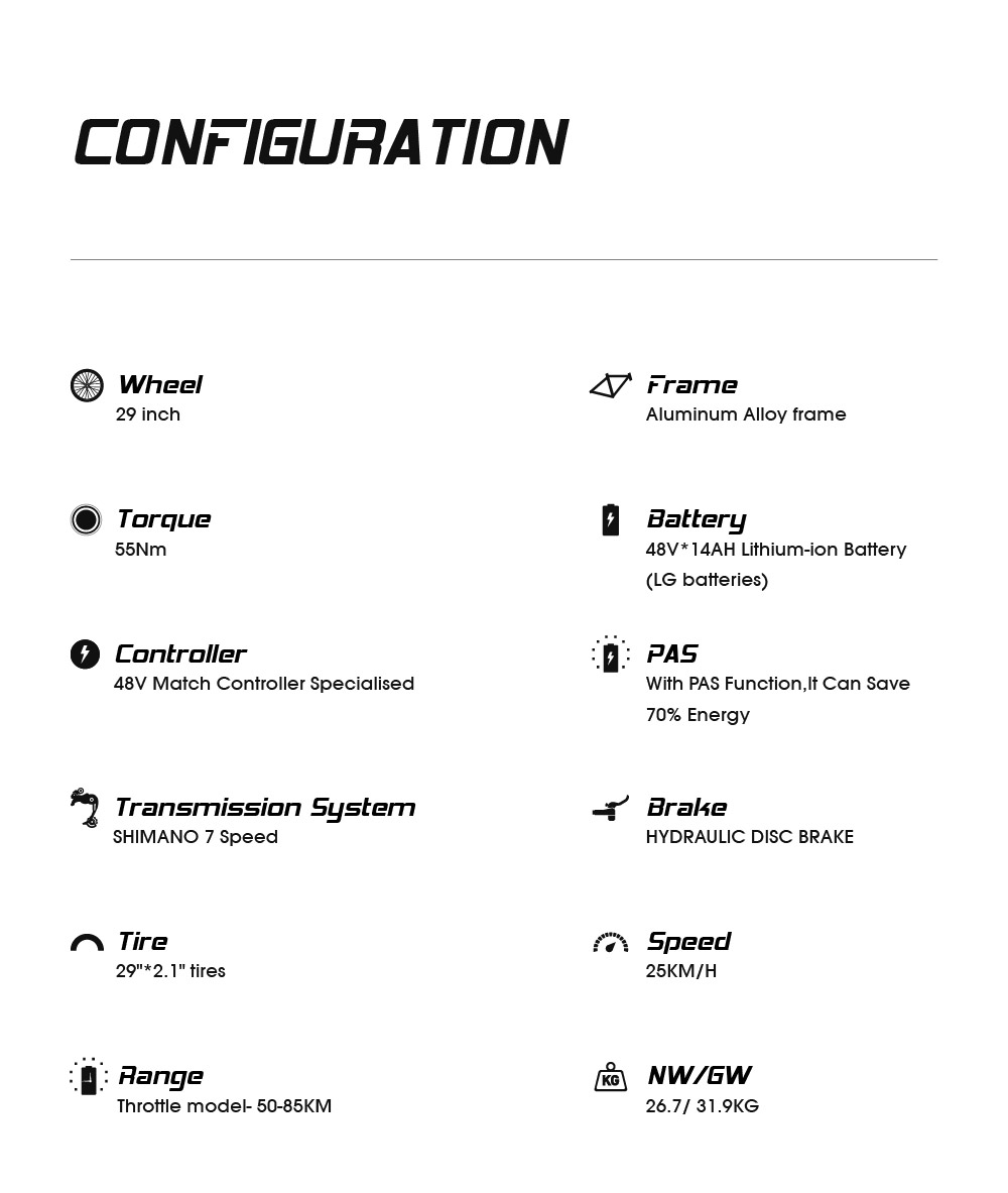 CYSUM CM520 Electric Mountain Bike 29*2.1 Inch Chaoyan Tire 500W Brushless Motor 35-40Km/h Max Speed 48V 14Ah LG Removable Battery Shimano 7 Speed 50-70KM Range Dual Disc Brakes - Green