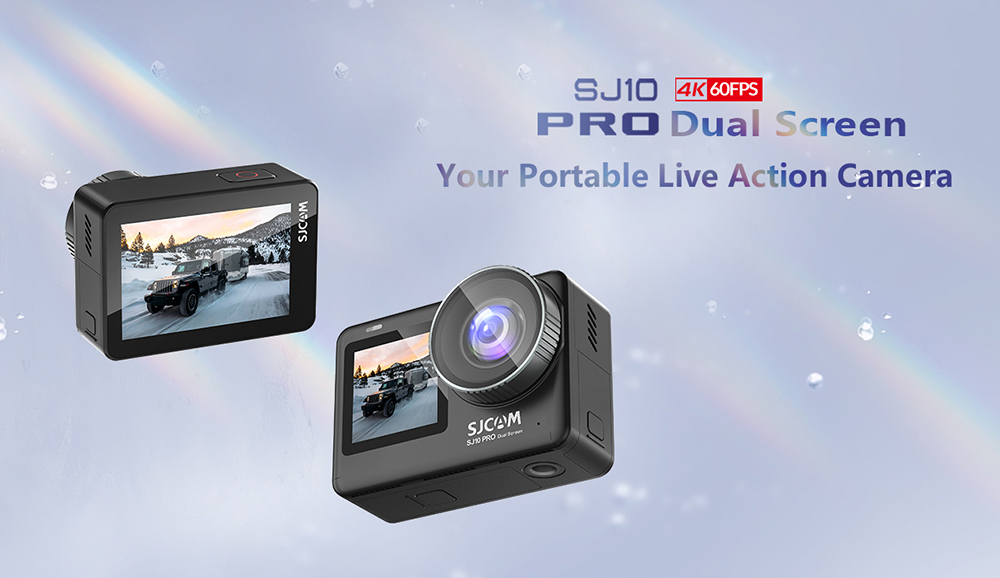 SJCAM SJ10 Pro Sports & Action Camera, 2.33''+1.3'' Dual Screen 4K/60FPS, Waterproof up to 5m, 6-AXIS GYRO Stabilization