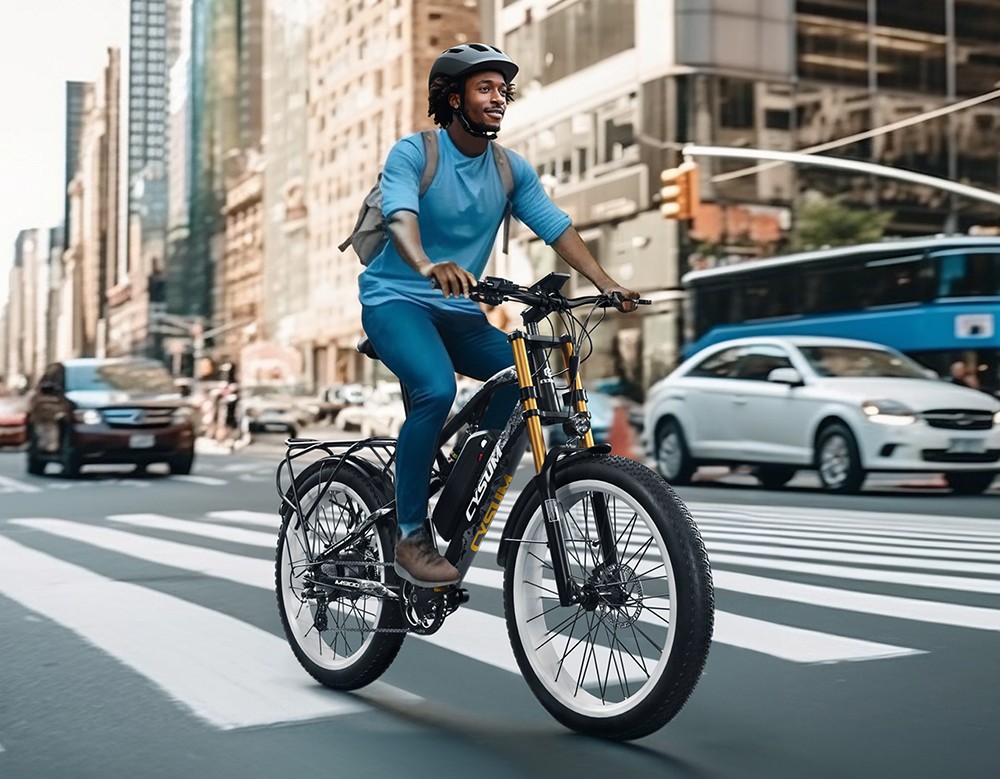 CYSUM CM520 Electric Mountain Bike 29*2.1 Inch Chaoyan Tire 500W Brushless Motor 35-40Km/h Max Speed 48V 14Ah LG Removable Battery Shimano 7 Speed 50-70KM Range Dual Disc Brakes - Green