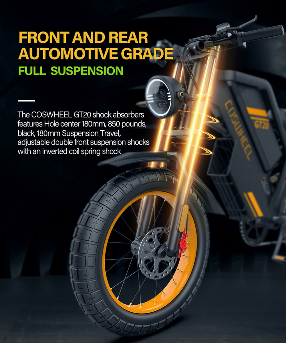 COSWHEEL GT20 Elektrisches Gel&auml;ndefahrrad, 20 x 4,0 Zoll Reifen, 750 W Motor, 45 km/h H&ouml;chstgeschwindigkeit, 25 Ah Akku f&uuml;r 140-160 km Reichweite