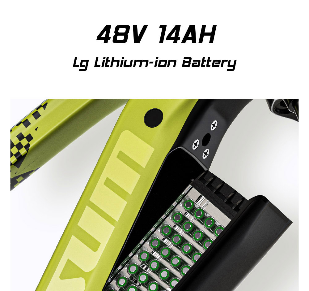 CYSUM CM520 Electric Mountain Bike 29*2.1 Inch Chaoyan Tire 500W Brushless Motor 35-40Km/h Max Speed 48V 14Ah LG Removable Battery Shimano 7 Speed 50-70KM Range Dual Disc Brakes - Green