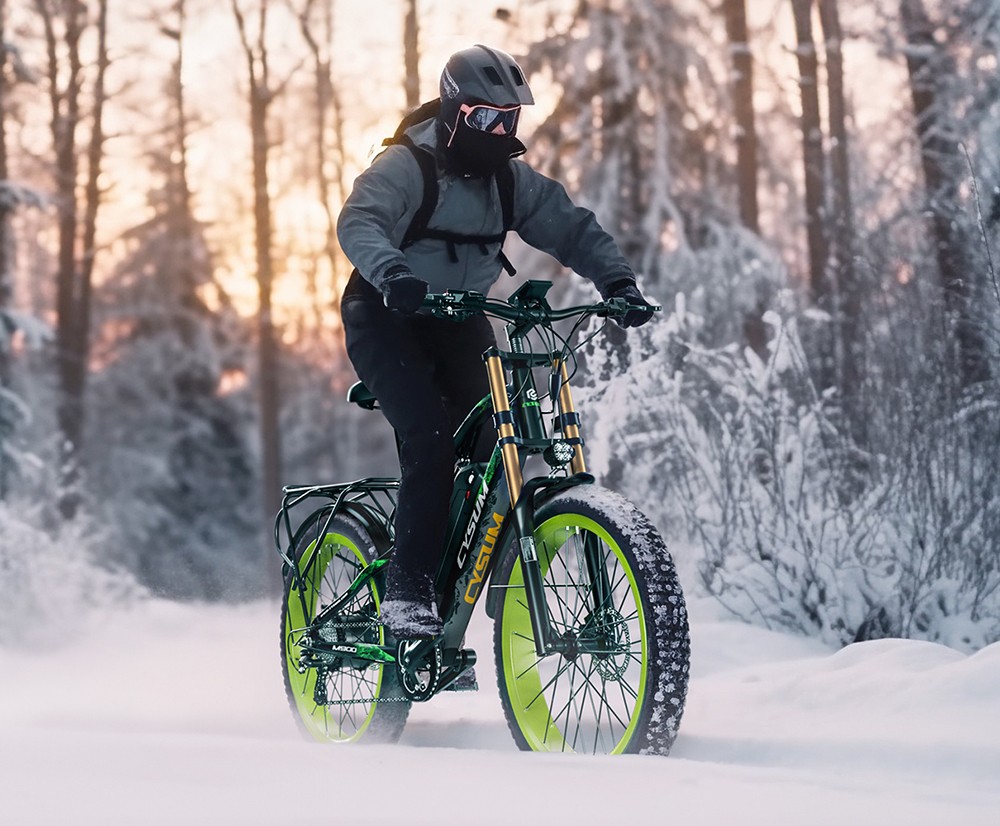 CYSUM CM520 Electric Mountain Bike 29*2.1 Inch Chaoyan Tire 500W Brushless Motor 35-40Km/h Max Speed 48V 14Ah LG Removable Battery Shimano 7 Speed 50-70KM Range Dual Disc Brakes - Green