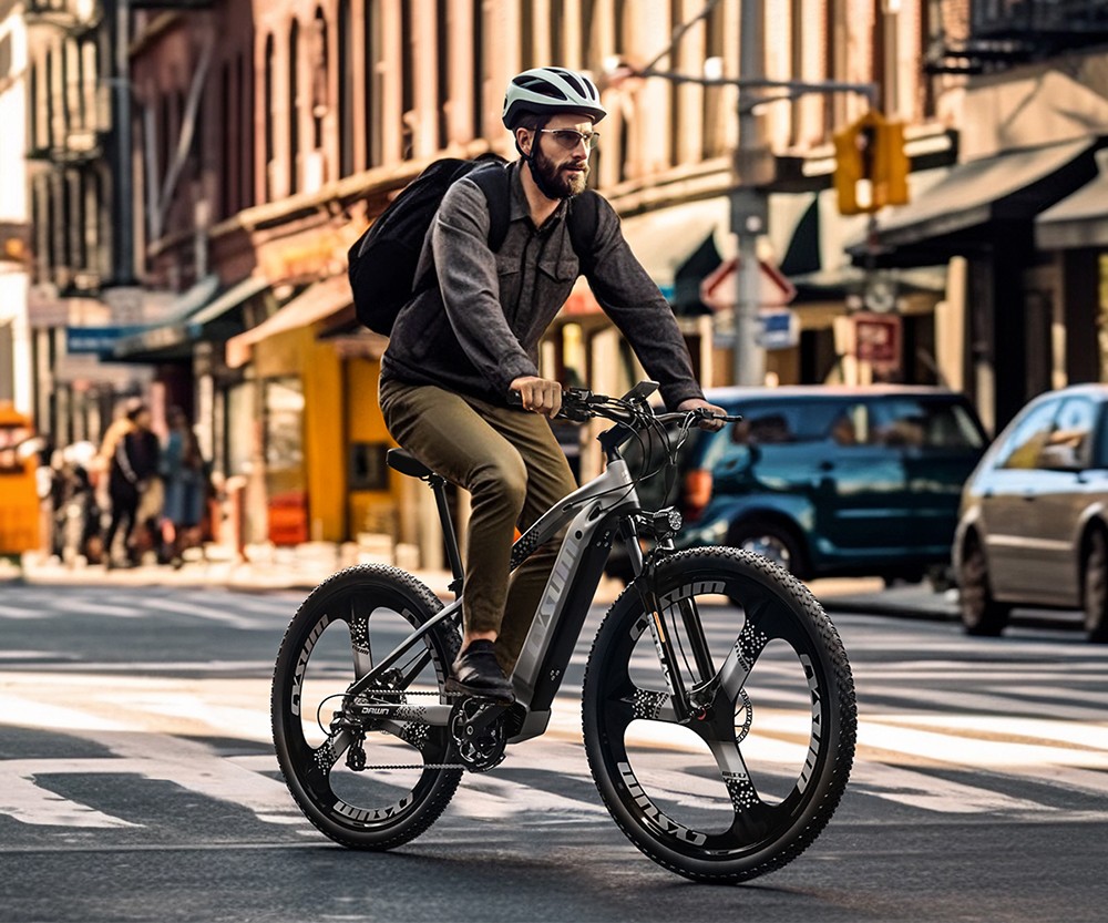 CYSUM CM520 Electric Mountain Bike 29*2.1 Inch Chaoyan Tire 500W Brushless Motor 35-40Km/h Max Speed 48V 14Ah LG Removable Battery Shimano 7 Speed 50-70KM Range Dual Disc Brakes - Green