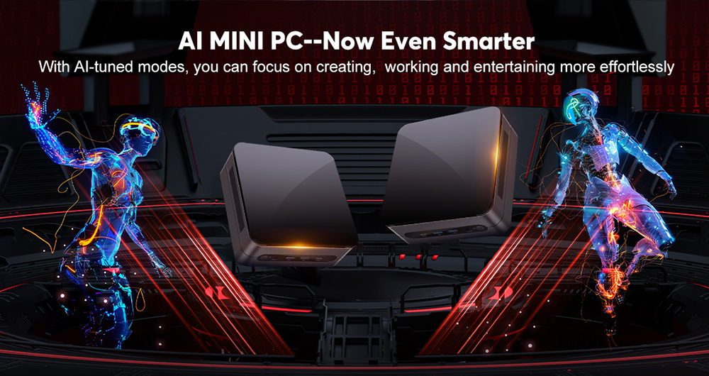 (Intel AI PC) OUVIS F1A Mini PC de jeu,  Intel Ultra 7 155H (16C/22T,  jusqu'à 4.8GHz),  16 Go DDR5 1 To NVMe SSD,  2 x HDMI 2.0 Type-C 4K à 60 Hz triple écran,  4 x USB 3.2,  WiFi 6,  LAN 2.5 Gbit/s,  TDP 65 W,  AI Mirror PC,  AI Image Art Generator Assistant pour PC local