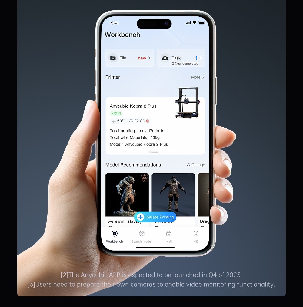 Anycubic Kobra 2 Plus 3D Printer, 49-Point Auto Leveling, 500mm/s Max Printing Speed, Direct Extruder, 320x320x400mm
