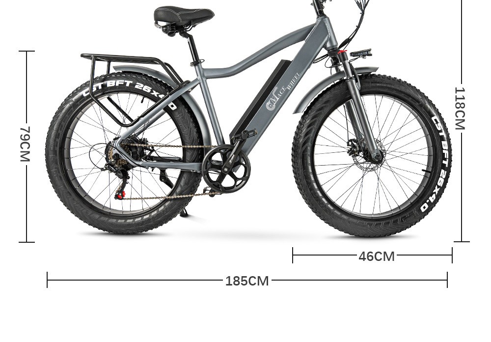 CMACEWHEEL J26 Electric Bike, 26*4.0'' CST Tire, 750W Motor, 45km/h Max Speed, 17Ah Battery, Disc Brake, 150kg Max Load - Black