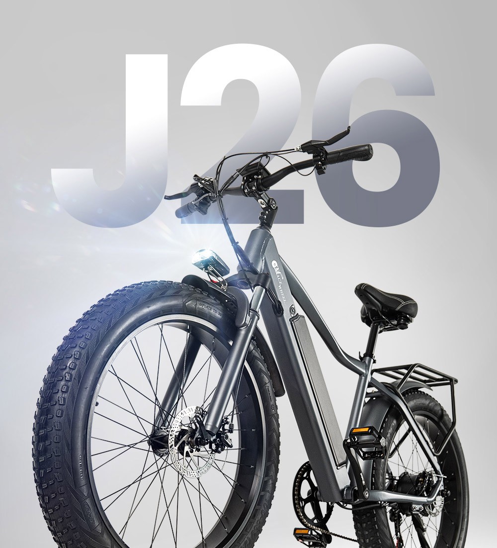 CMACEWHEEL J26 Electric Bike, 26*4.0'' CST pneumatika, 750W motor, max. rýchlosť 45km/h, max. dojazd 110km, 17Ah batéria, kotúčová brzda, max. zaťaženie 150kg - striebornošedý