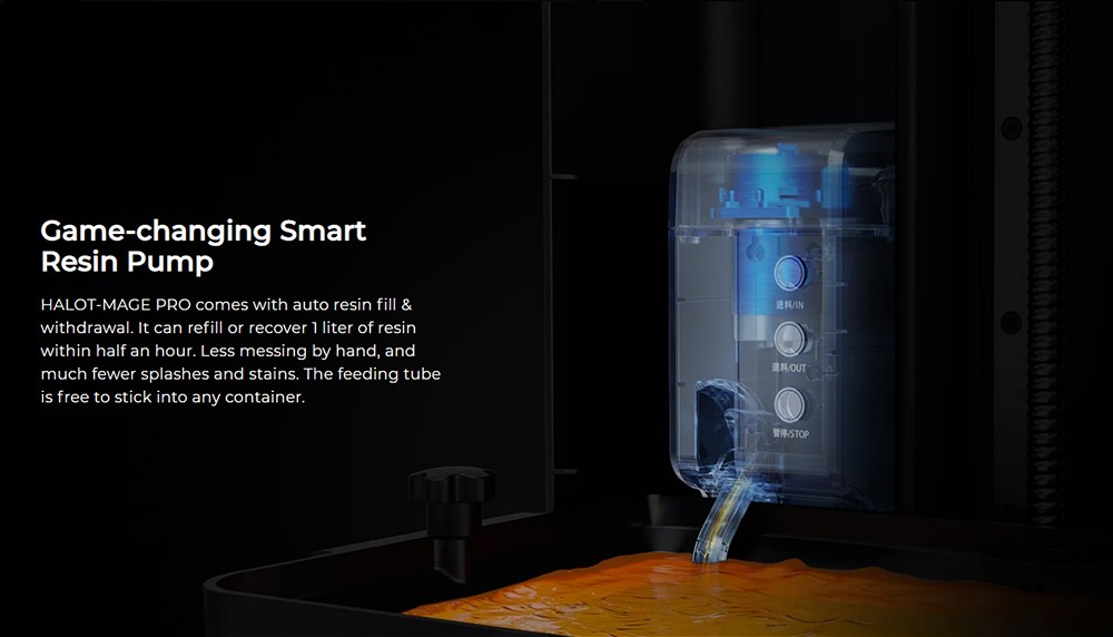 Creality HALOT-MAGE PRO 8K Resin 3D Printer, 170mm/h Printing Speed, 10.3' LCD, Smart Resin Pump & Air Purifier, 'MageArch' Flip Lid, Integral Light Source 3.0, 'Dynax' Motion System, 228x128x230mm