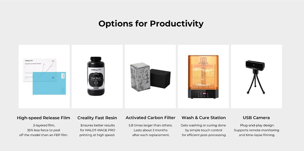 Creality HALOT-MAGE PRO 8K Resin 3D Printer, 170mm/h Printing Speed, 10.3' LCD, Smart Resin Pump & Air Purifier, 'MageArch' Flip Lid, Integral Light Source 3.0, 'Dynax' Motion System, 228x128x230mm