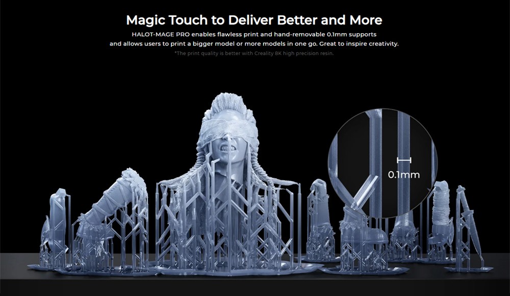 Creality HALOT-MAGE PRO 8K Resin 3D Printer, 170mm/h Printing Speed, 10.3' LCD, Smart Resin Pump & Air Purifier, 'MageArch' Flip Lid, Integral Light Source 3.0, 'Dynax' Motion System, 228x128x230mm
