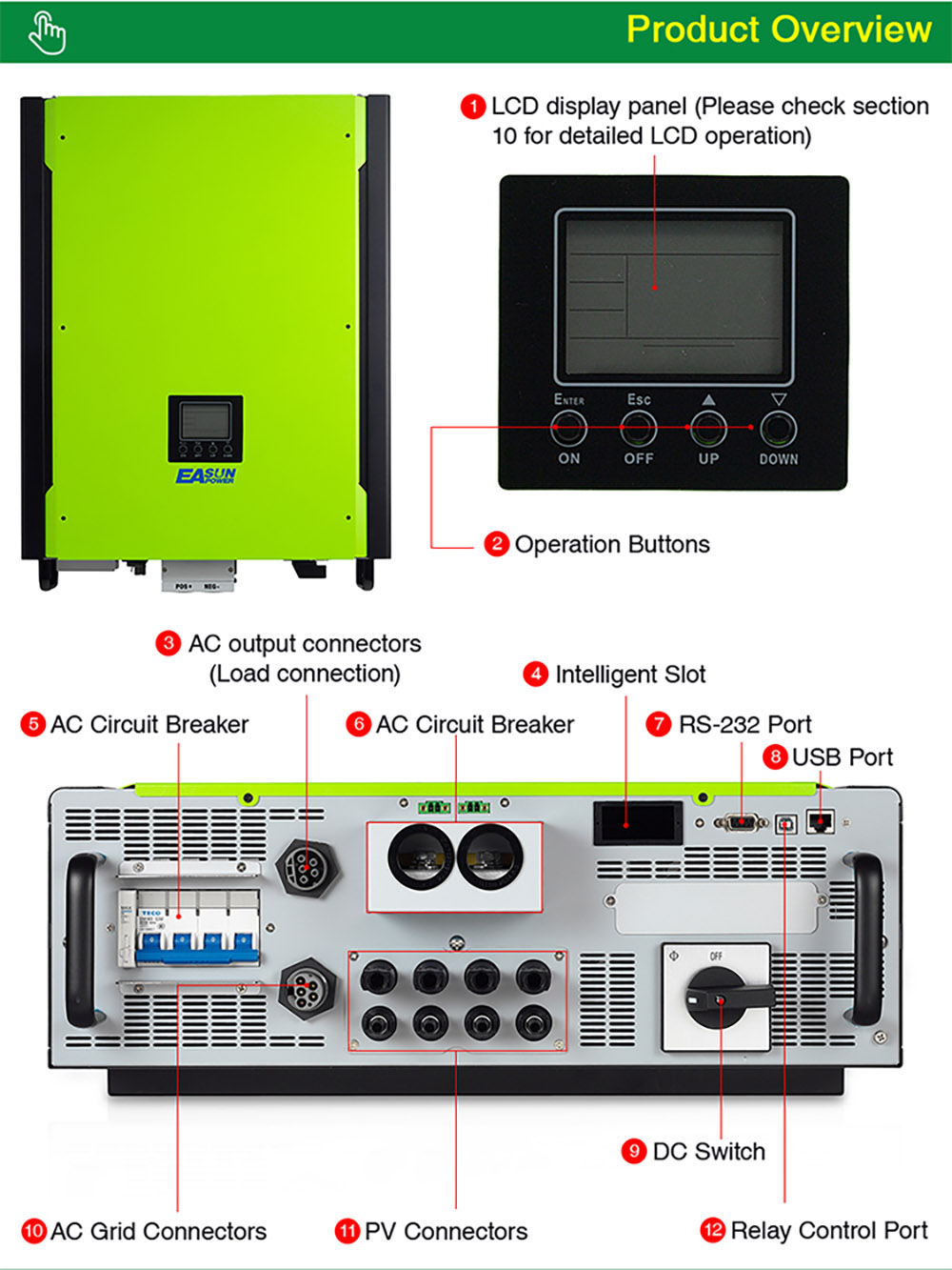 EASUN POWER IGrid TT 10KW 3 Phase Hybrid Solar Inverter, 15KW Max PV Array, 900V Max PV Input, 40A Max AC Input Current, 48V Battery Voltage, Parallel Support