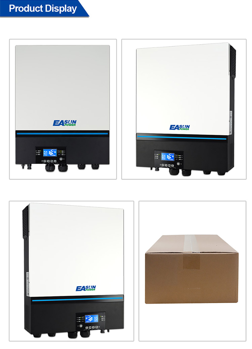 EASUN POWER ISolar SMW 11KW  Solar Inverter, 48V Battery Voltage, 230VAC PV Array, 2 x 80A MPPT, Pure Sine Wave, Dual Output, 150A Solar & AC Charge Current, Parallel Support, Built-in WiFi, RGB Lights