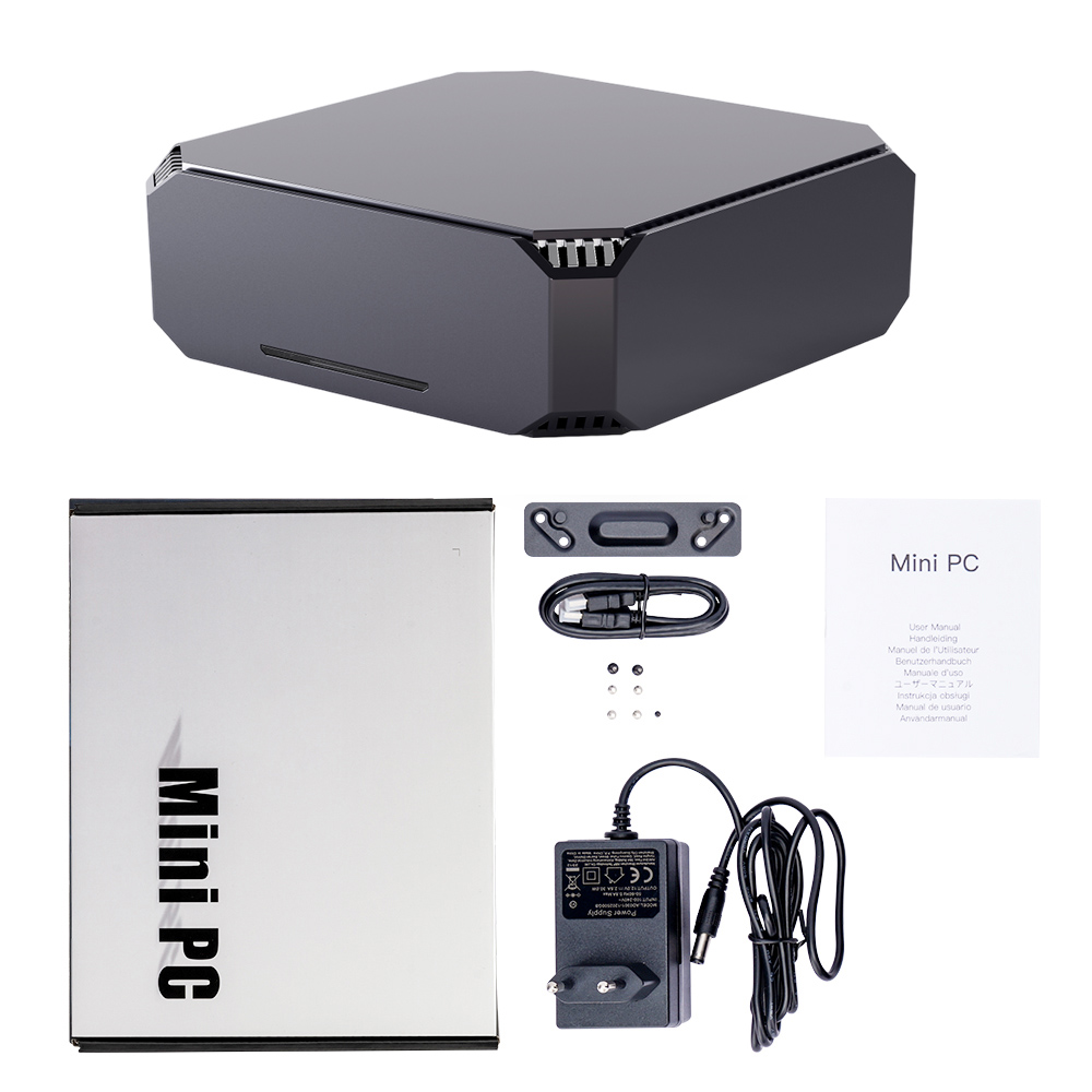 Mini PC FIREBAT AK2 Plus, Intel N100 de 4 núcleos a 3,4 GHz (máximo), 16 GB de RAM, SSD de 512 GB, 2 HDMI 2.0 4K 60 Hz, pantalla dual, WiFi 5, Bluetooth 4.2, 2 USB 3.2, 2 USB 2.0, 1 LAN, 1 audio, ventilador (enchufe de la UE).
