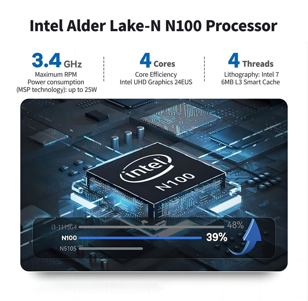 Mini PC FIREBAT AK2 Plus, Intel N100 de 4 núcleos a 3,4 GHz (máximo), 16 GB de RAM, SSD de 512 GB, 2 HDMI 2.0 4K 60 Hz, pantalla dual, WiFi 5, Bluetooth 4.2, 2 USB 3.2, 2 USB 2.0, 1 LAN, 1 audio, ventilador (enchufe de la UE).