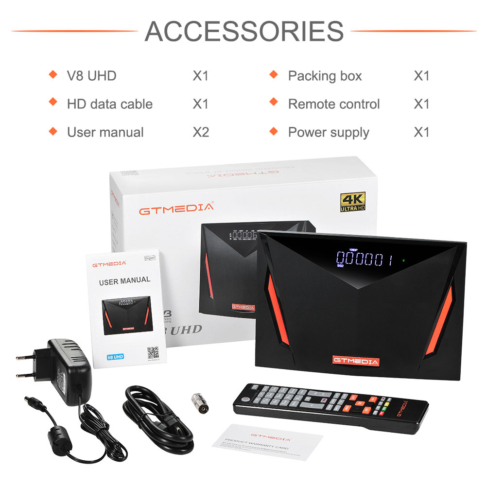 GTMEDIA V8 UHD 4K Satellite Receiver EU Plug