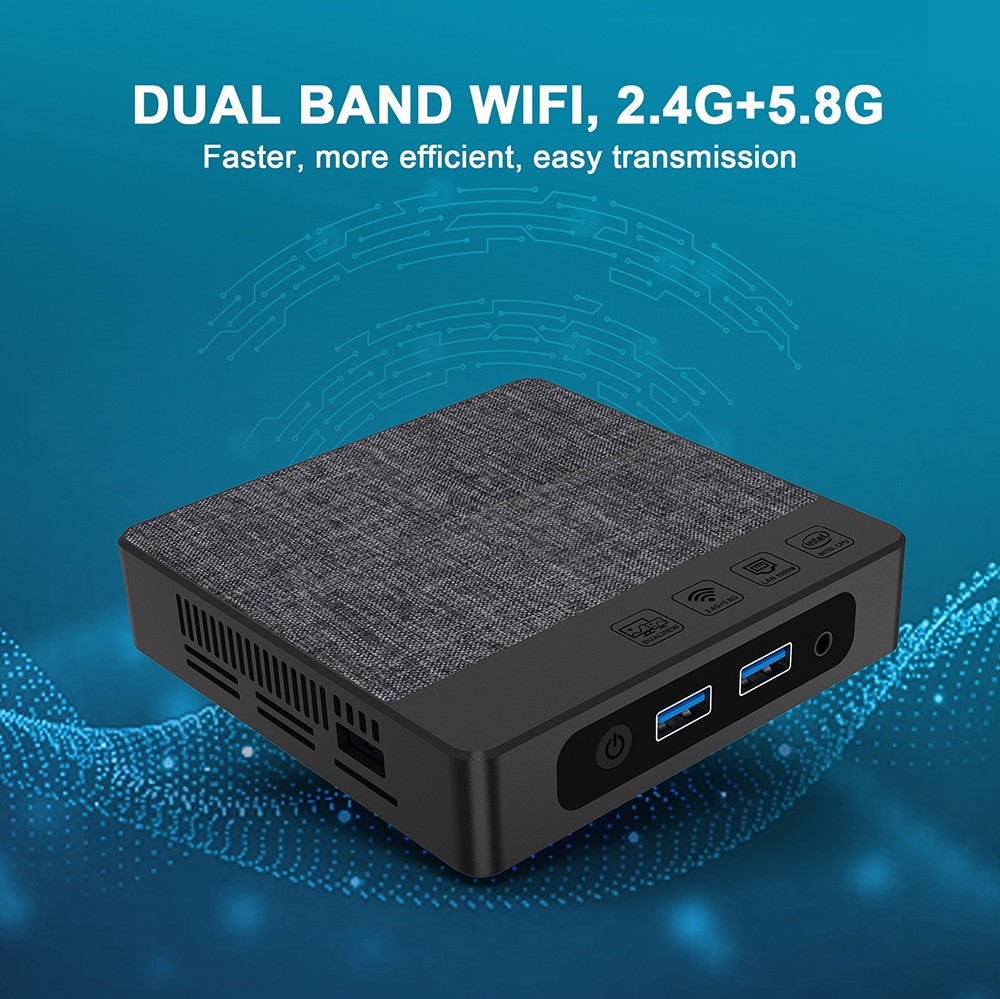 GXMO N4 Mini PC, Intel N4000 2 Cores Max 2.60GHz, 6GB RAM 64GB SSD, 2*HDMI Dual Screen 4K Display, 2.4G+5.8G Dual-band WiFi, Bluetooth 4.2, 4*USB 3.0 1*1000Mbps LAN, Compatible with Windows & Ubuntu OS- EU Plug