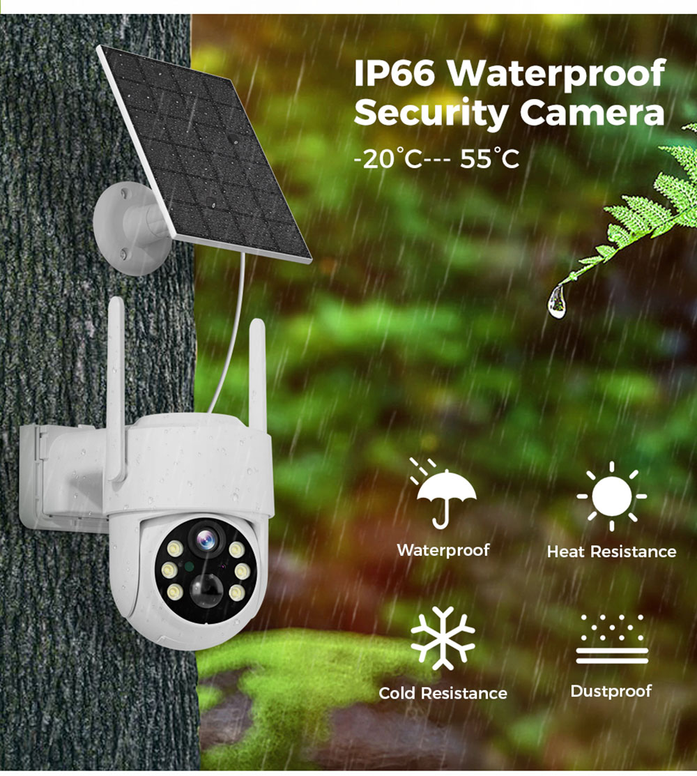 Hiseeu 4MP bezdrôtová bezpečnostná kamera so solárnym panelom, rozlíšenie 2K HD, detekcia pohybu PIR, 2-cestný zvuk, nočné videnie, 2.4GHz WiFi, otáčanie 355 stupňov, náklon 90 stupňov, vodotesnosť IP66