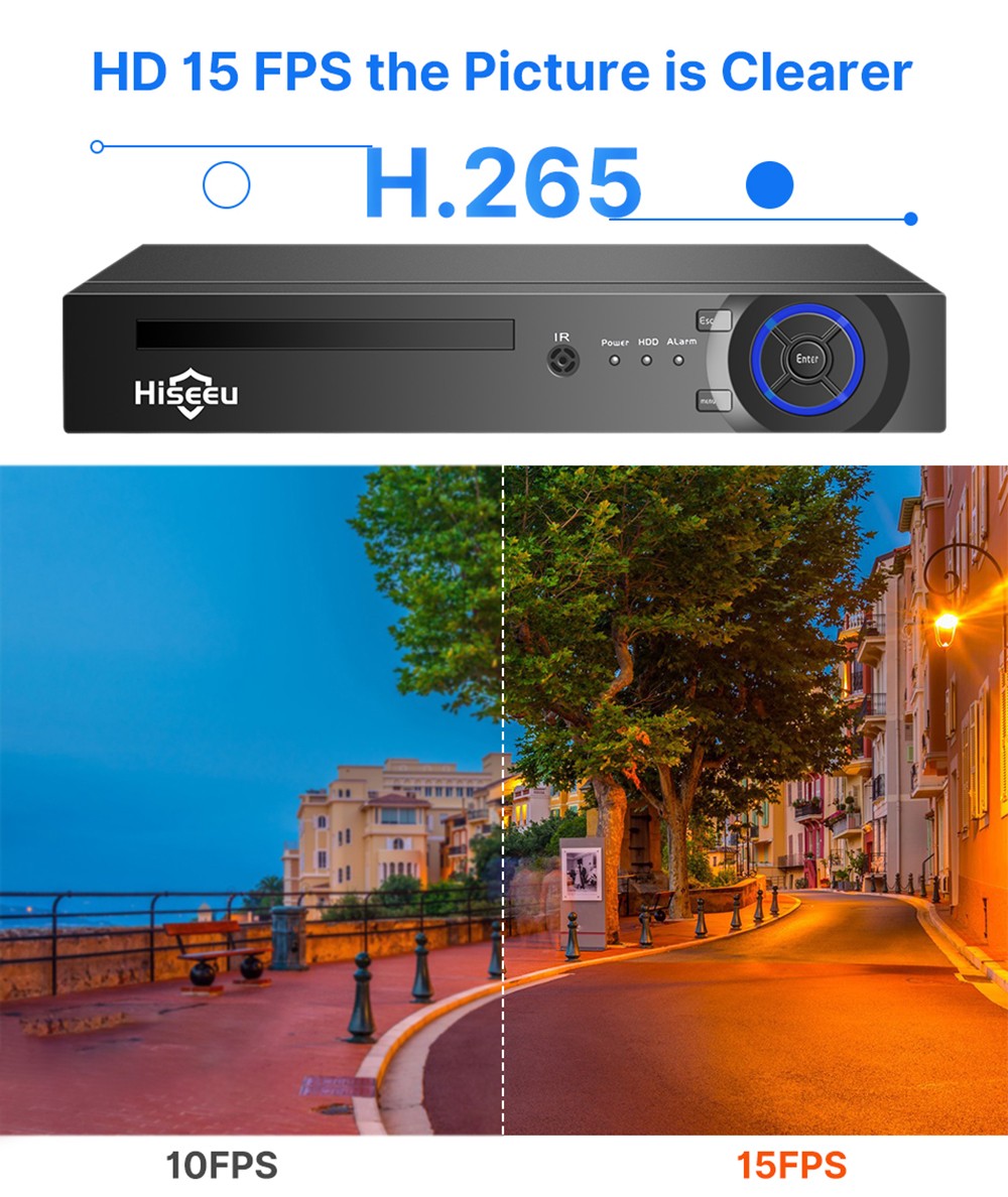 Hiseeu 5MP POE Security Camera System, 8CH H.265 Sieťový videorekordér, AI detekcia človeka, HD nočné videnie, IP66 vodotesný, bez HDD