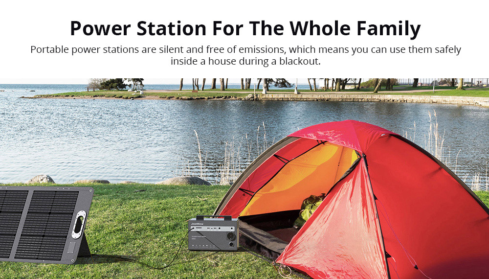 JustNow JNB600 Portable Power Station, 460Wh LiFePO4 Battery, AC 630W Peak 900W, 3500+ Cycles, 50-55dB, 3 Ways Charging
