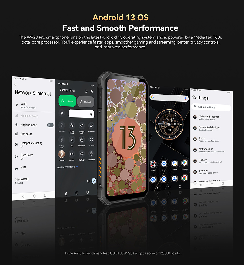 OUKITEL WP23 Pro Rugged Smartphone, 8GB RAM + 128GB ROM, 10600mAh Battery Capacity, 6.52