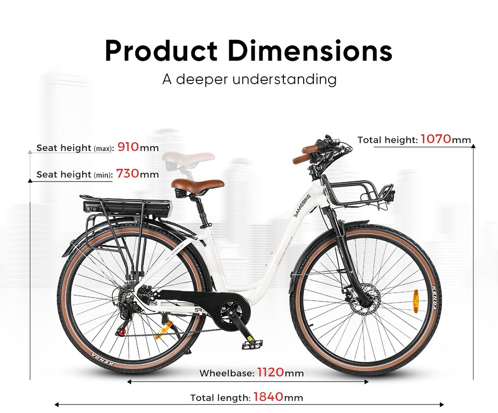 Elektrický bicykel SAMEBIKE RS-A07, 500W motor, 36V 13Ah batéria, 2,8*1.95-palcové pneumatiky, max. rýchlosť 35 km/h, max. dojazd 80 km, trojité odpruženie, mechanické kotúčové brzdy, 7-stupňová prevodovka Shimano - čierna