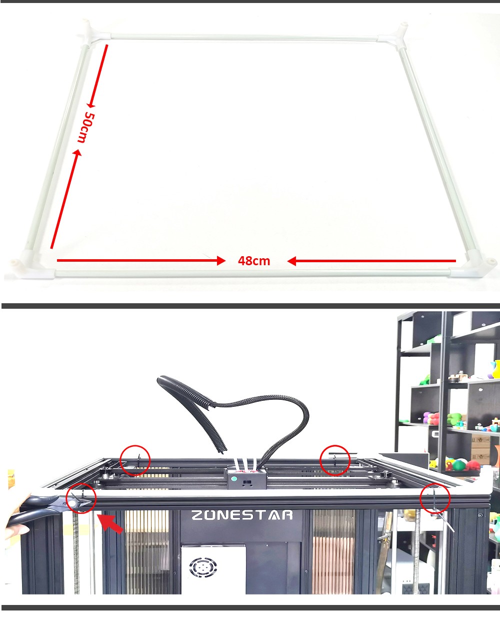 Skriňa 3D tlačiarne Zonestar Z9V5MK6, s ohňovzdornou prachotesnou funkciou konštantnej teploty